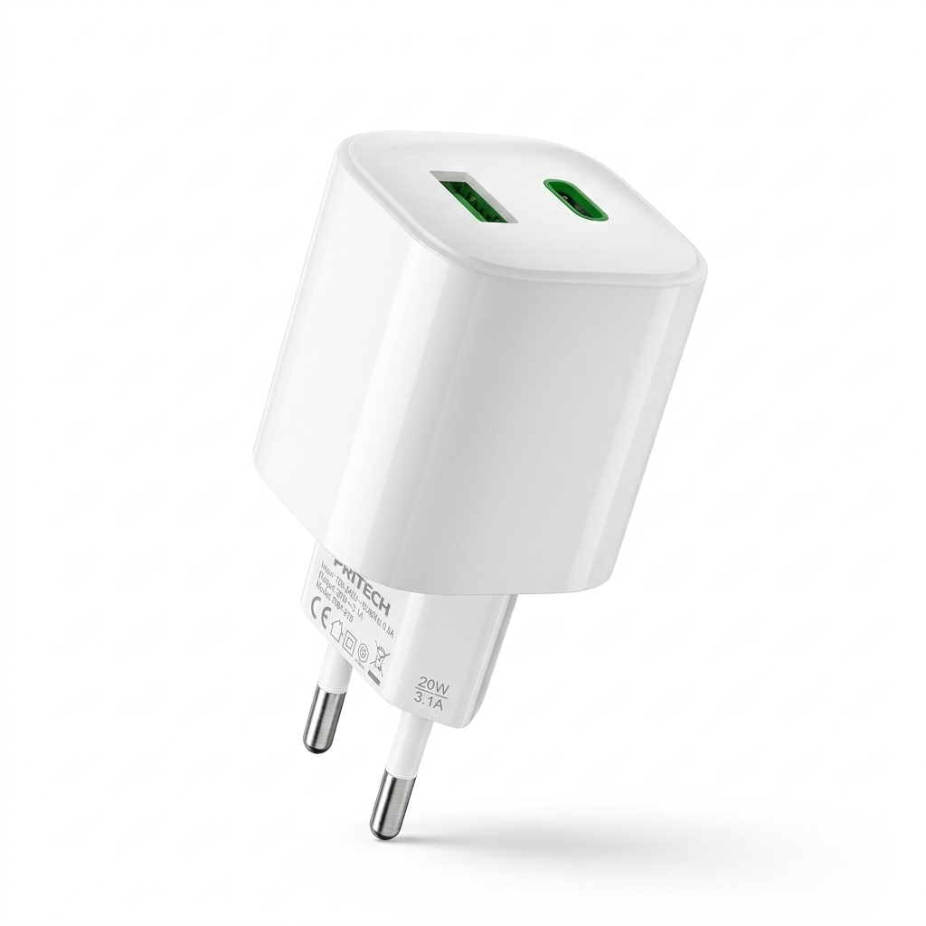 Cargador de Viaje Carga Rápida 20W USB + Tipo-C (PD)