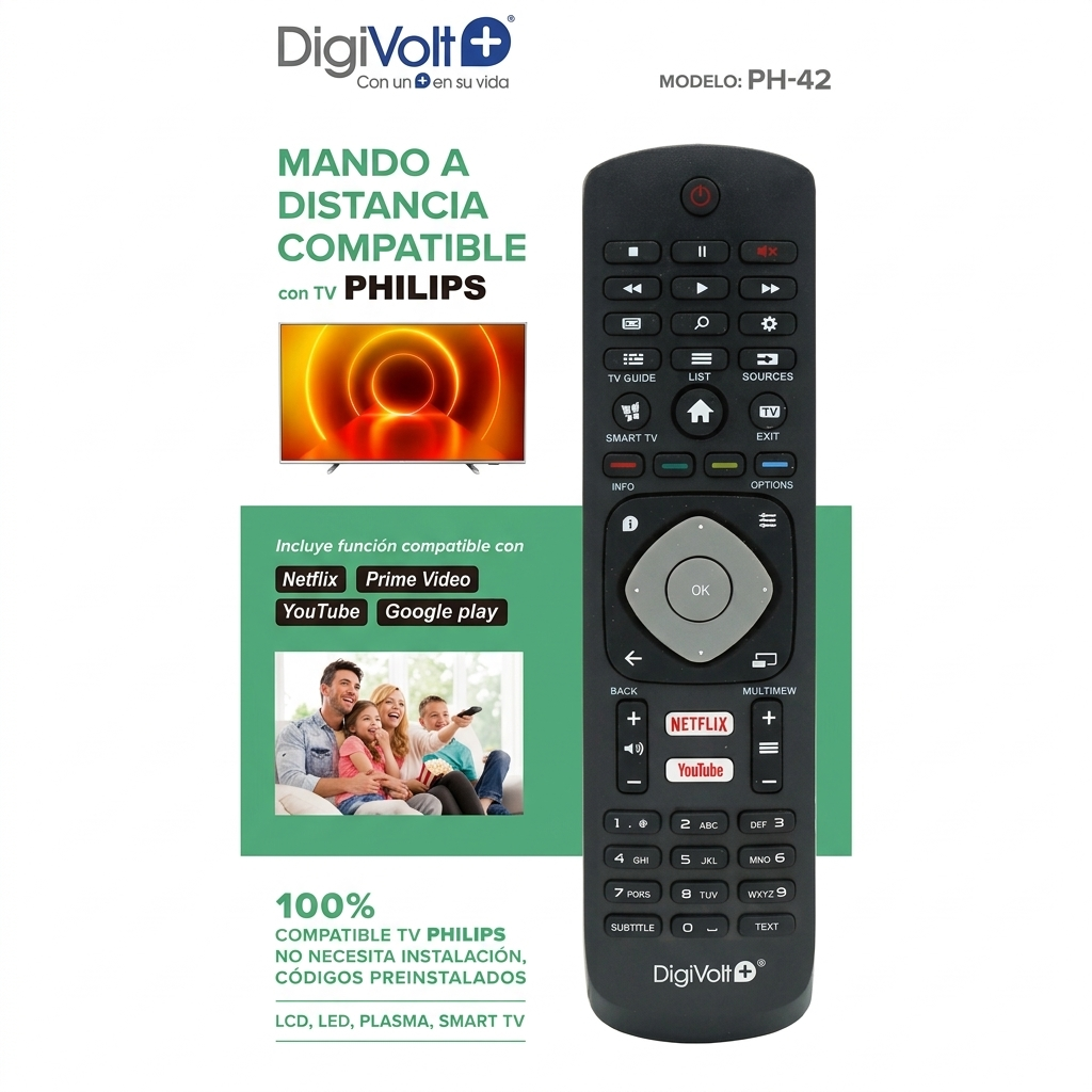 Mando a Distancia Universal DigiVolt para Smart TV Philips