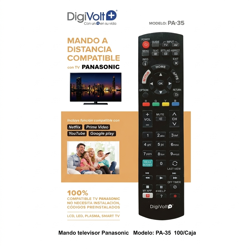 Mando a Distancia Universal DigiVolt para TV Panasonic