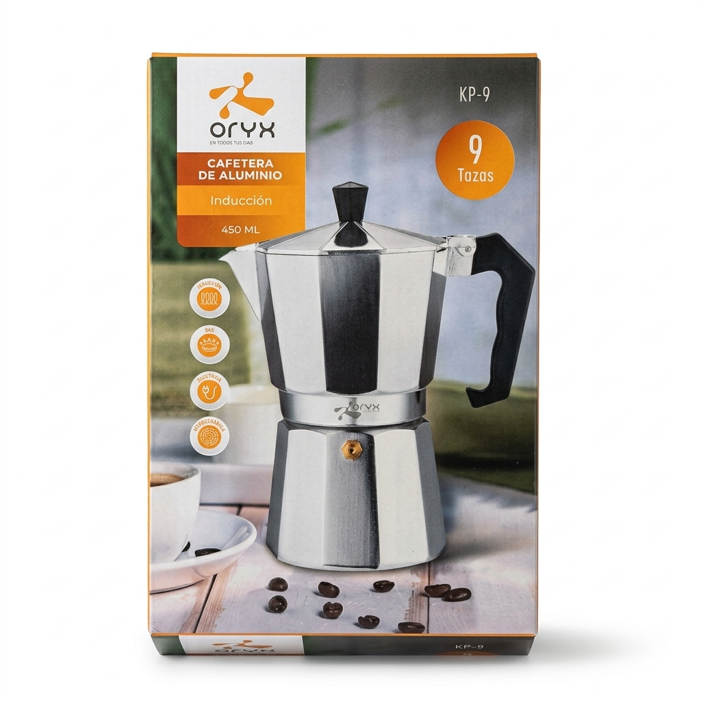 Cafetera de Aluminio de 9 Tazas 450ml