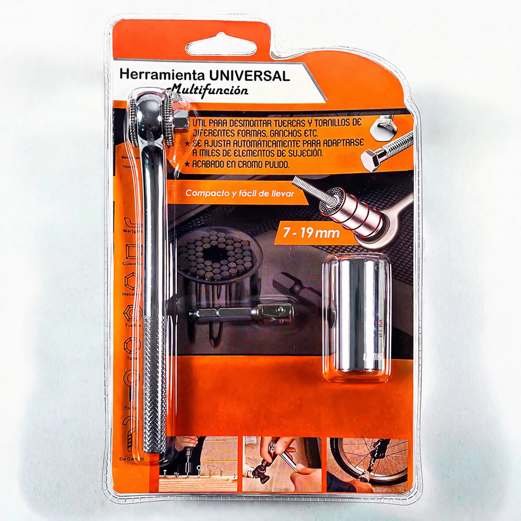 Llave de Vaso Universal Multifunción (7-19 mm) con Trinquete