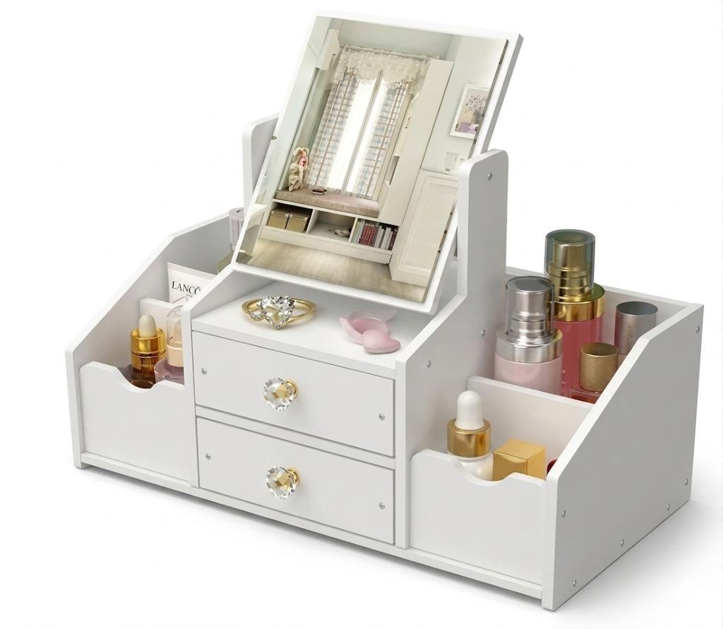 Organizador de Cosméticos y Maquillaje con Espejo Ajustable