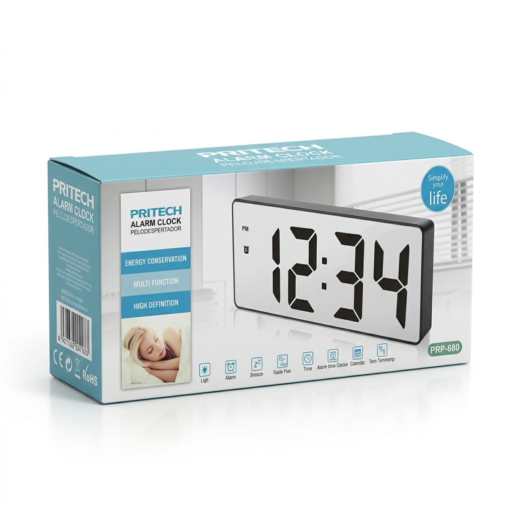 Reloj Despertador Digital – Estilo Moderno y Pantalla LED Extra Grande