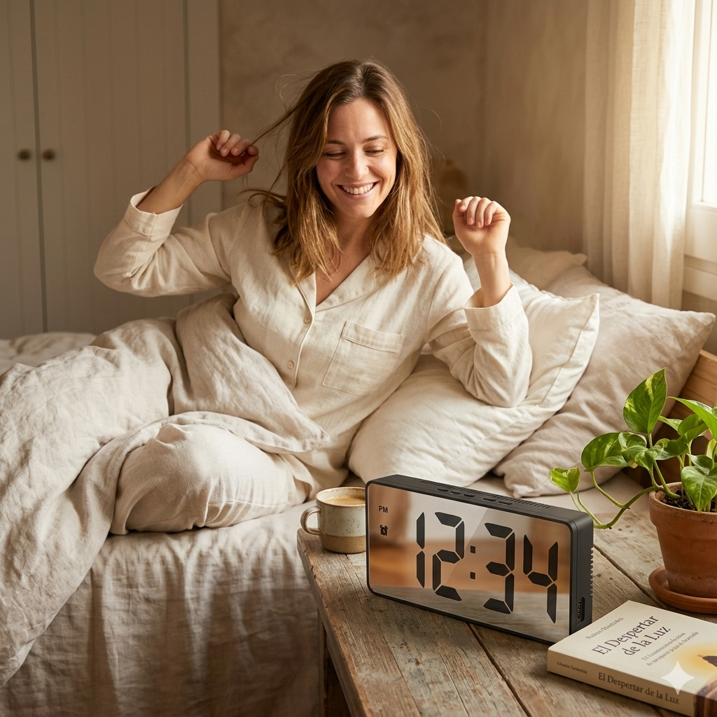 Reloj Despertador Digital – Estilo Moderno y Pantalla LED Extra Grande