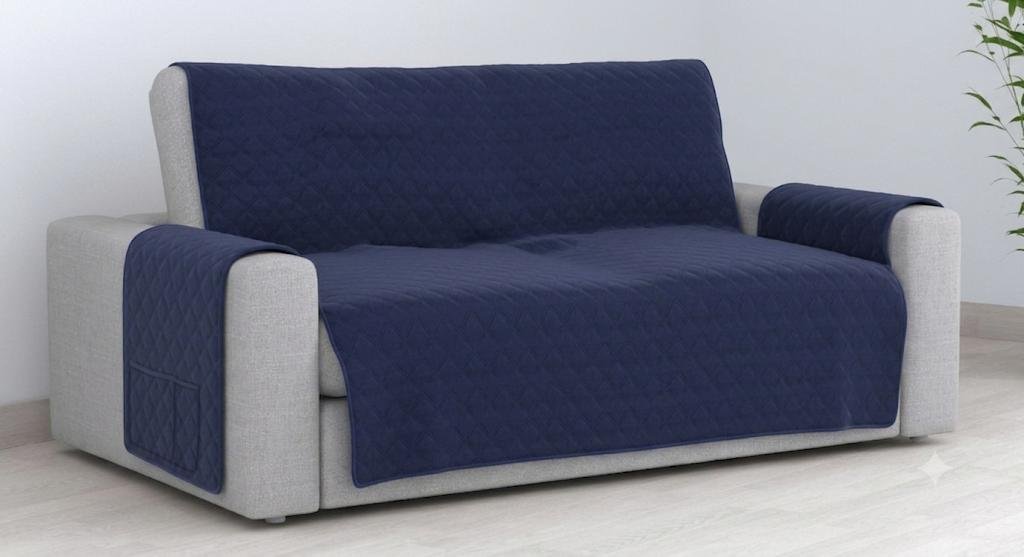 Cubre Sofá Bicolor Reversible 2 Plazas - Azul