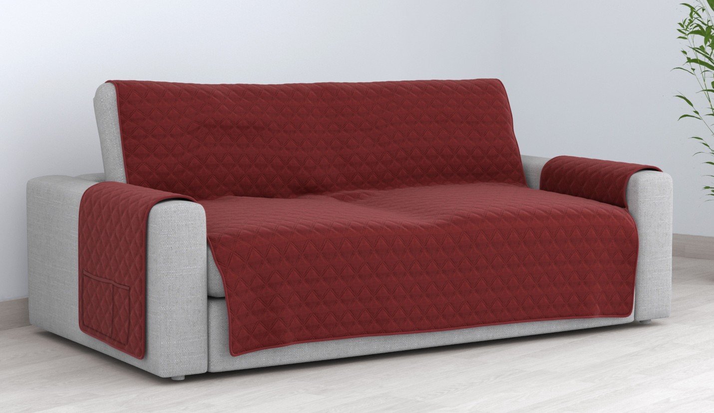 Cubre Sofá Bicolor Reversible 3 Plazas - Burdeos