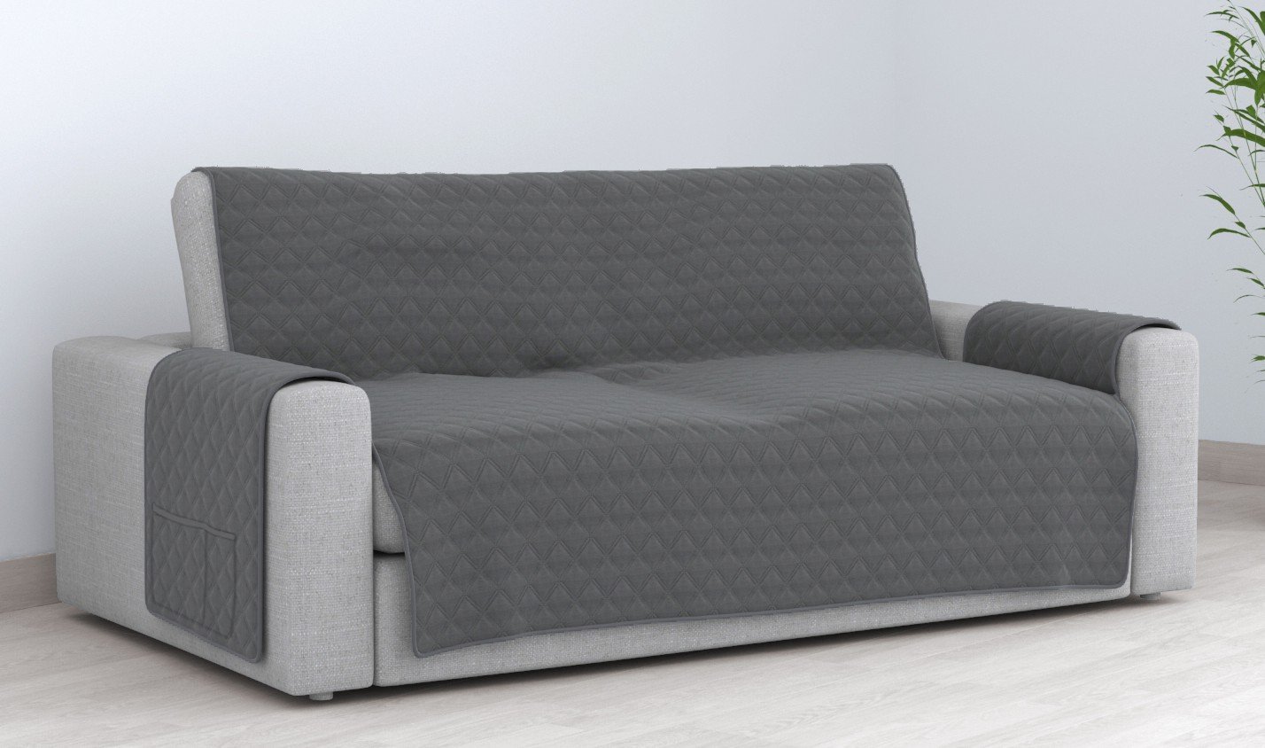 Cubre Sofá Bicolor Reversible 3 Plazas - Gris