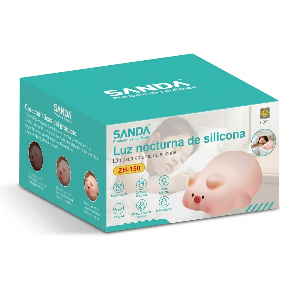 Luz Nocturna de Silicona Modelo Cerdito – Compañero de Sueño Infantil