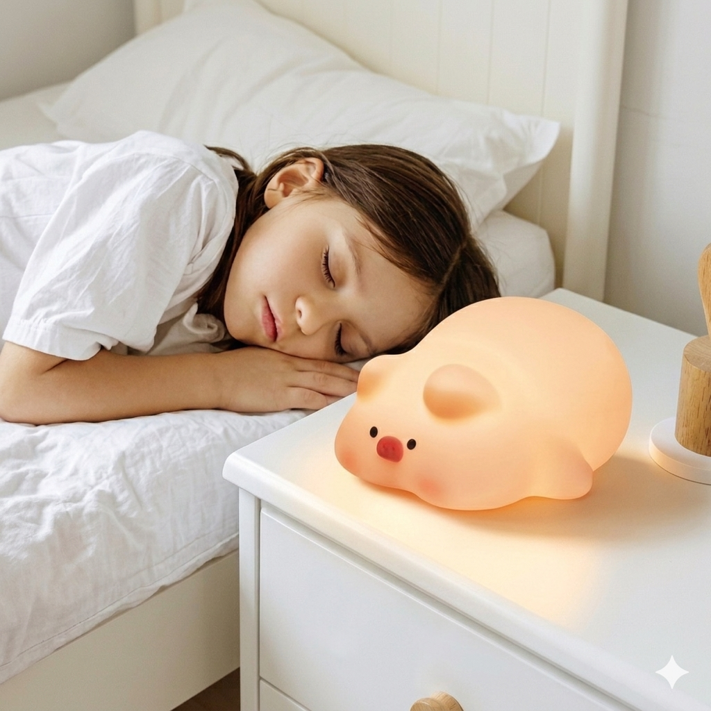 Luz Nocturna de Silicona Modelo Cerdito – Compañero de Sueño Infantil