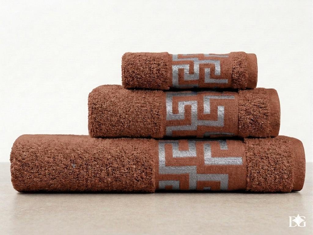 Juego de Toallas de Algodón Premium - Diseño Greca Clásica (3 Piezas)