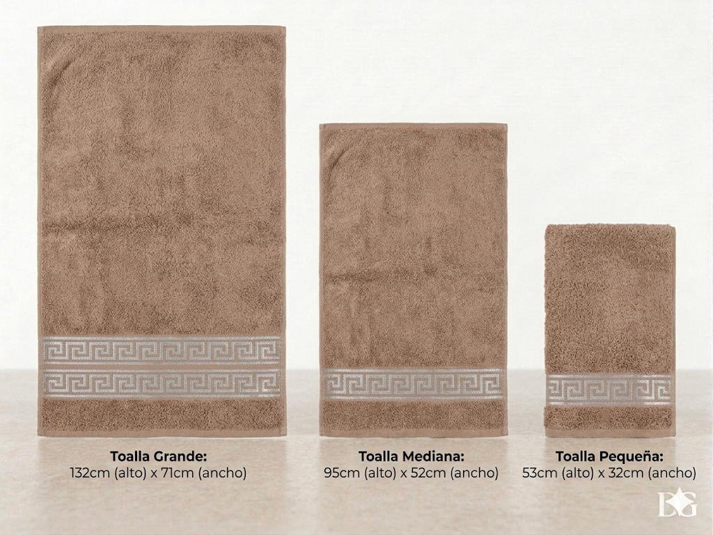 Juego de Toallas de Algodón Premium - Diseño Greca Clásica (3 Piezas)