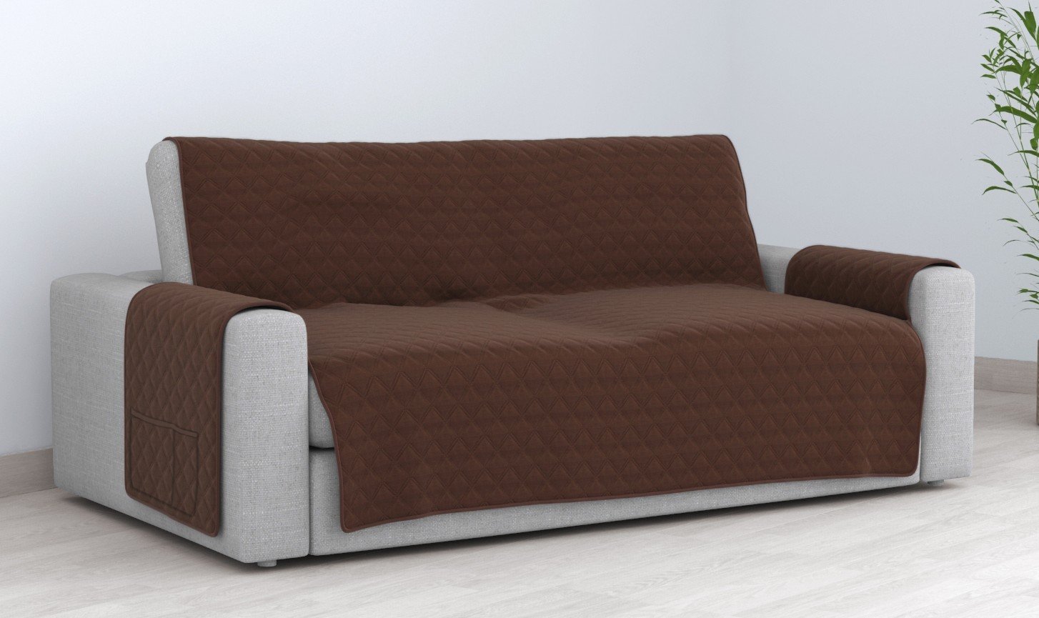 Cubre Sofá Bicolor Reversible 3 Plazas - Choco