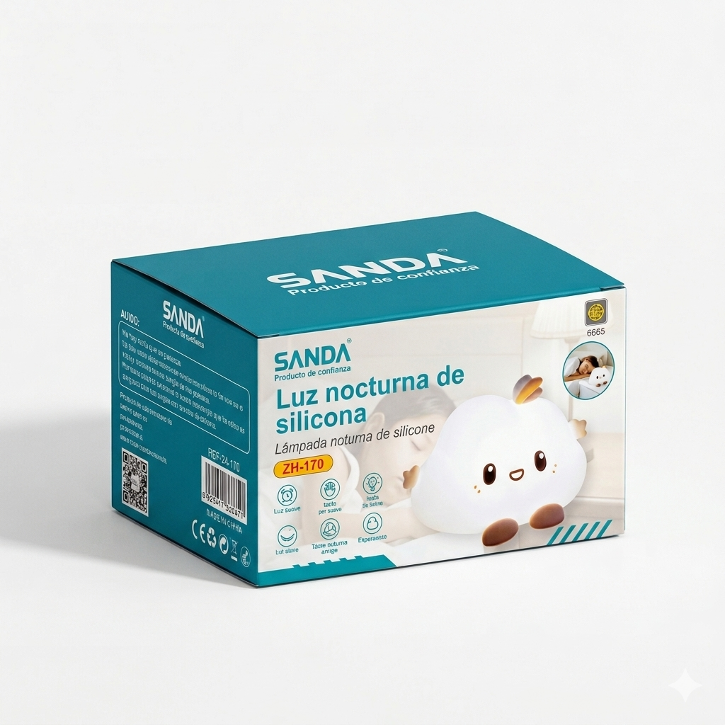 Lámpara de Noche Infantil "Nube Feliz" - Silicona Suave y Blandita