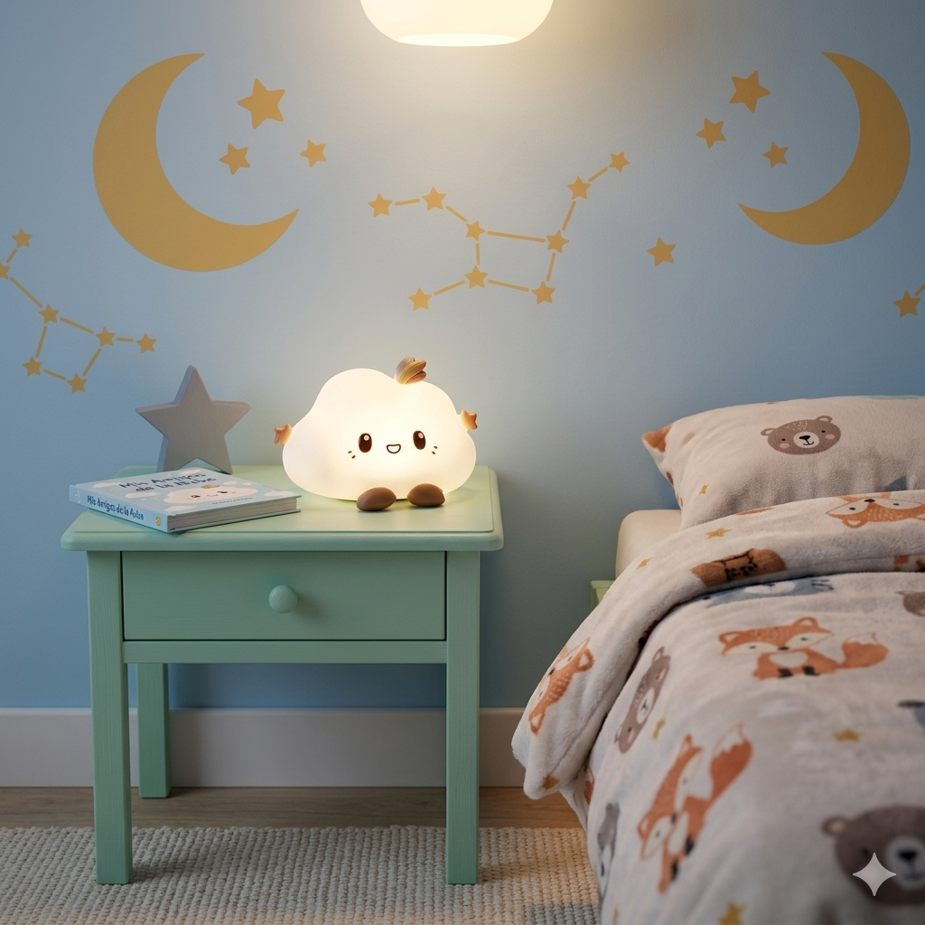 Lámpara de Noche Infantil "Nube Feliz" - Silicona Suave y Blandita