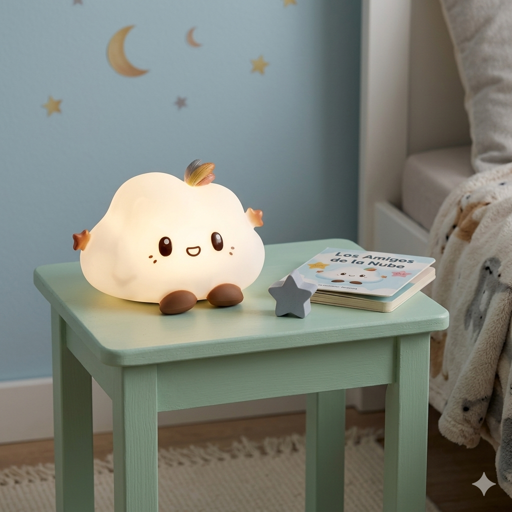 Lámpara de Noche Infantil "Nube Feliz" - Silicona Suave y Blandita