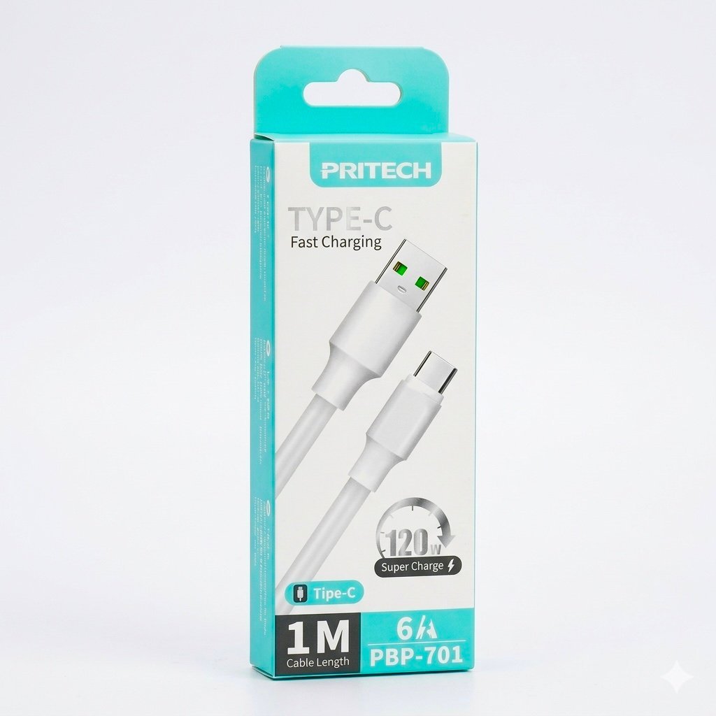 Cable de Datos y Carga Rápida PRITECH | USB a USB-C (120W - 6A)