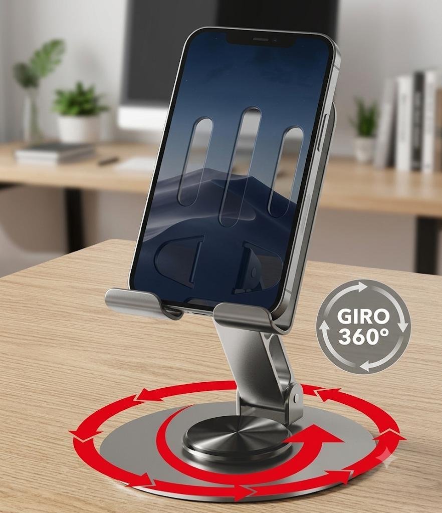 Soporte de Mesa para Móvil | Rotación 360° y Plegable