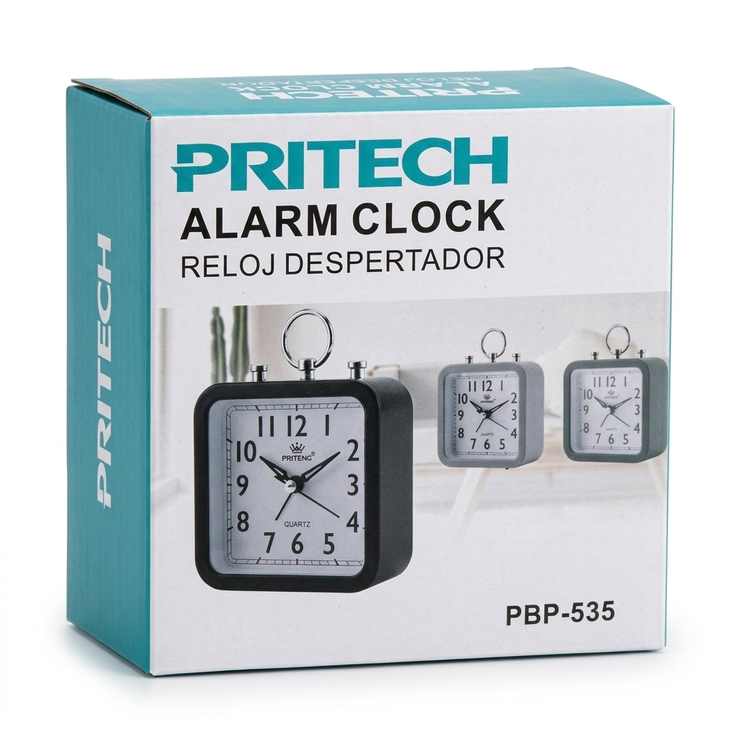 Reloj Despertador Cuadrado Estilo Retro y Precisión Quartz